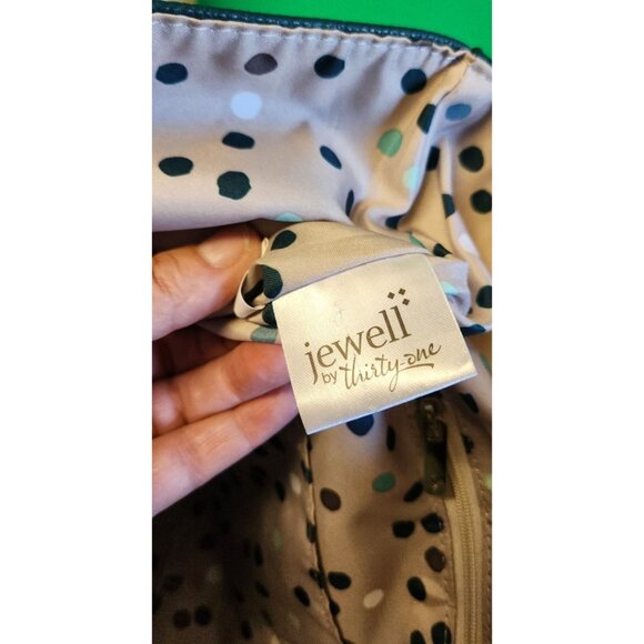 Thirty One Jewell Around Town Tote City, Blue Pebble, Polka Dot Interior "J" - Picture 7 of 8